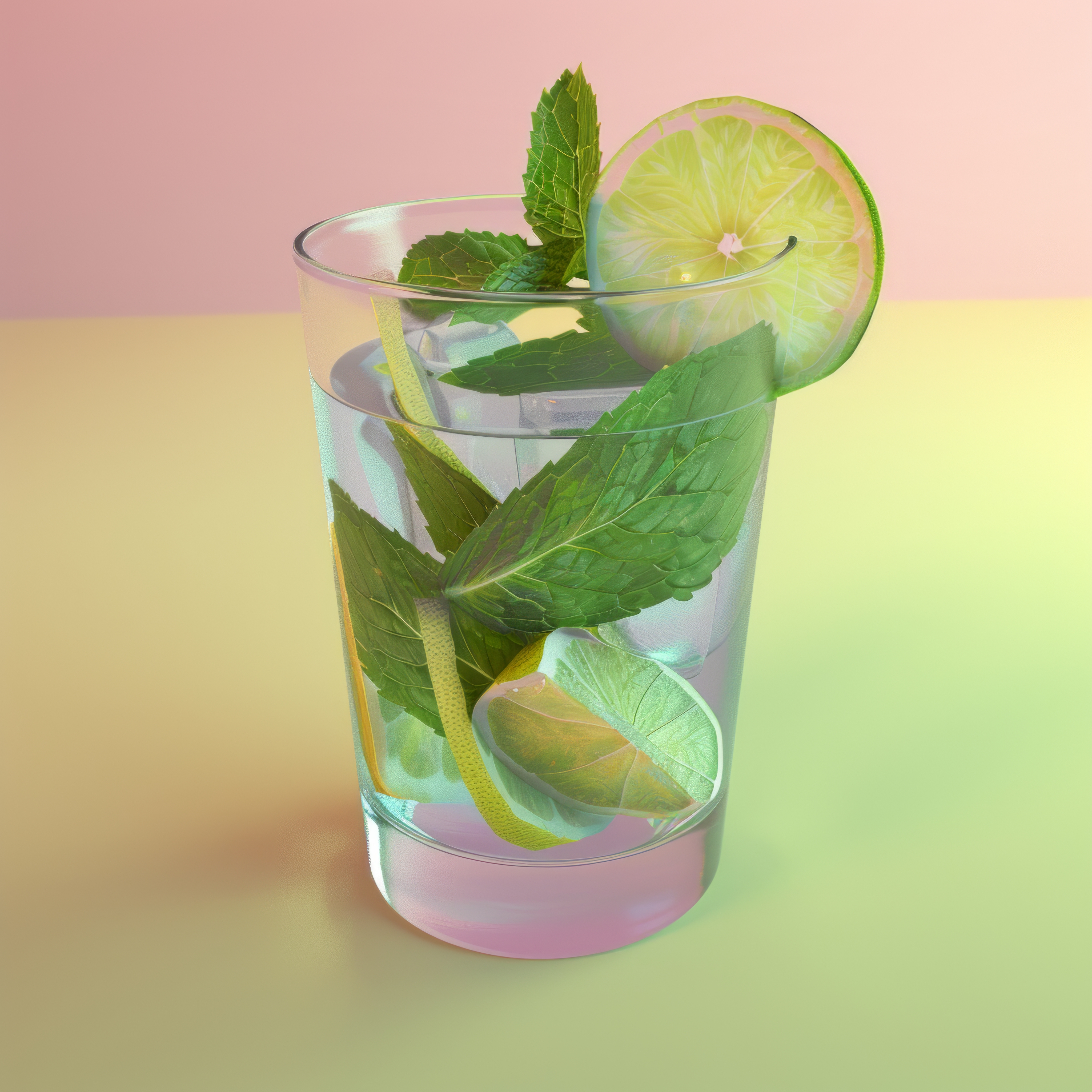 Glass of water with lemon and mint